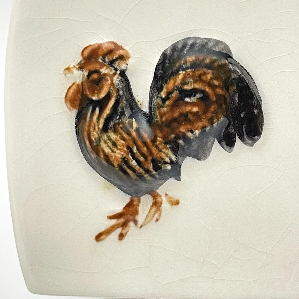 Artmark Farmhouse Roosters Chickens Iron Salt & Pepper Shakers Farmhouse Ceramic